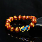 Fortune Jewel Red Agate Color Change PiXiu Om Mani Padme Hum Calm Bracelet