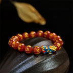 Fortune Jewel Red Agate Color Change PiXiu Om Mani Padme Hum Calm Bracelet