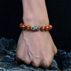 Fortune Jewel Red Agate Color Change PiXiu Om Mani Padme Hum Calm Bracelet