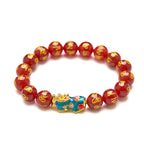 Fortune Jewel Red Agate Color Change PiXiu Om Mani Padme Hum Calm Bracelet