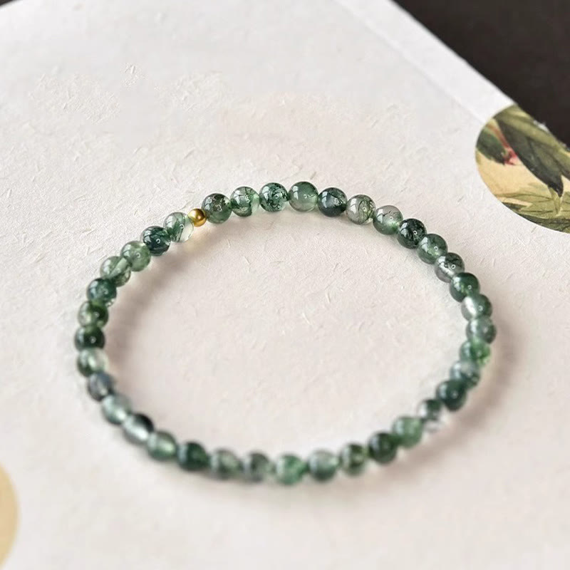 Fortune Jewel Moss Agate Lucky Bead Soothing Bracelet