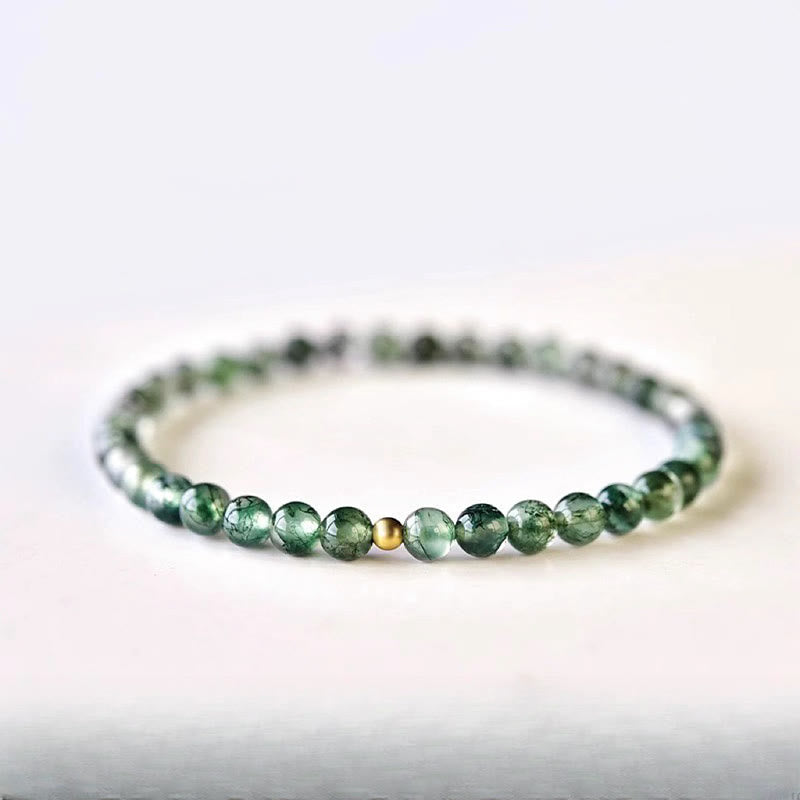 Fortune Jewel Moss Agate Lucky Bead Soothing Bracelet