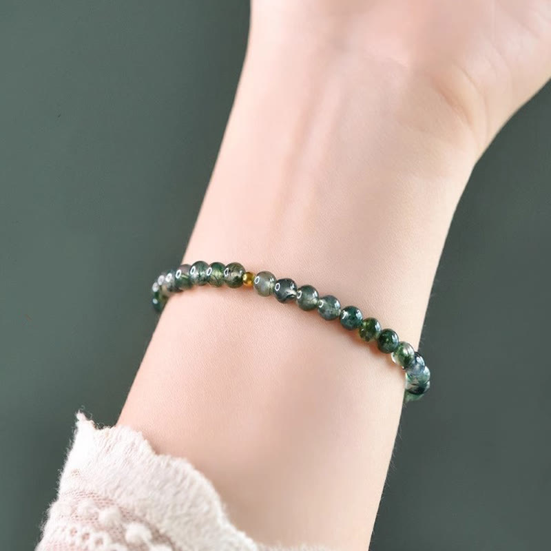 Fortune Jewel Moss Agate Lucky Bead Soothing Bracelet