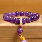 Fortune Jewel Natural Amethyst Beads Meditation Tassels Bracelet