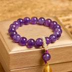 Fortune Jewel Natural Amethyst Beads Meditation Tassels Bracelet