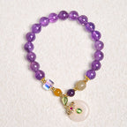 Fortune Jewel Natural Amethyst Peace Buckle Charm Spiritual Bracelet