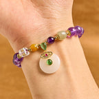 Fortune Jewel Natural Amethyst Peace Buckle Charm Spiritual Bracelet