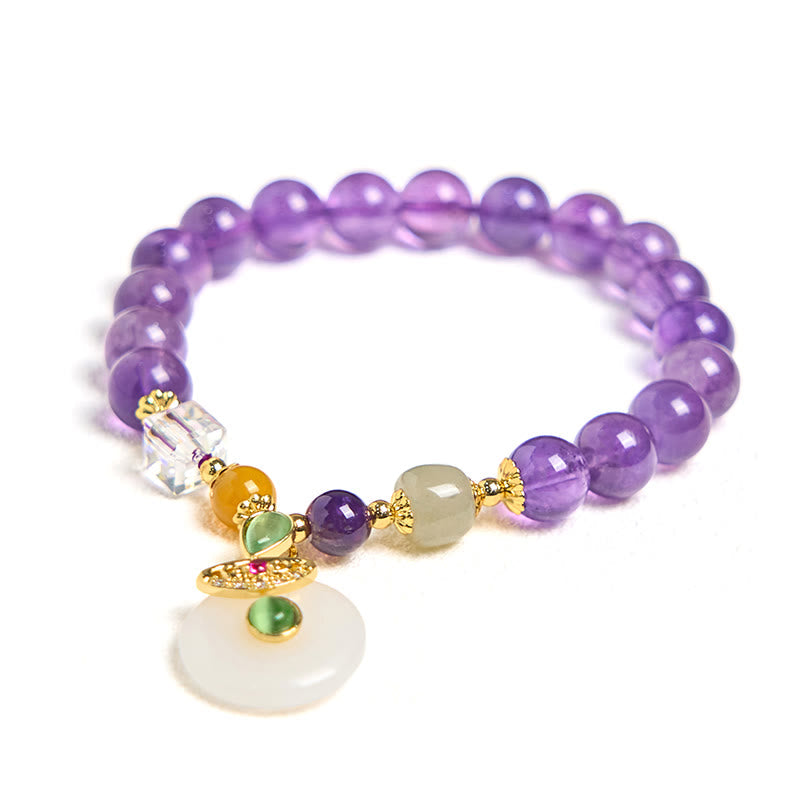 Fortune Jewel Natural Amethyst Peace Buckle Charm Spiritual Bracelet