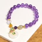 Fortune Jewel Natural Amethyst Peace Buckle Charm Spiritual Bracelet