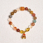 Fortune Jewel Natural Colorful Rutilated Quartz Yin Yang Protection Bracelet
