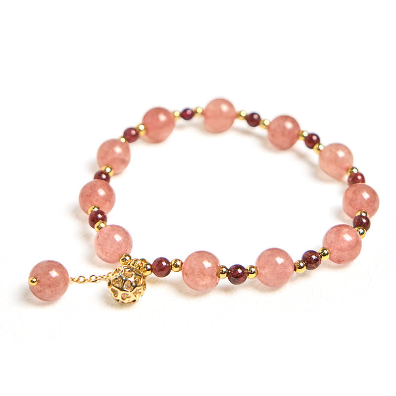 Fortune Jewel Natural Strawberry Quartz Garnet Healing Bracelet