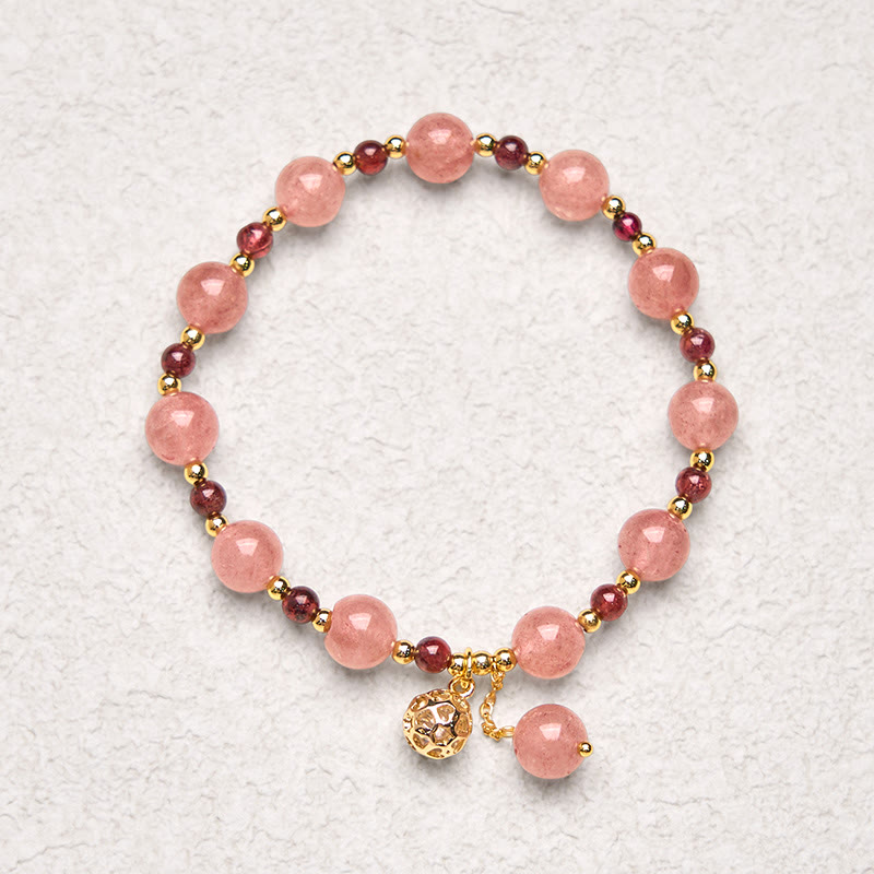 Fortune Jewel Natural Strawberry Quartz Garnet Healing Bracelet