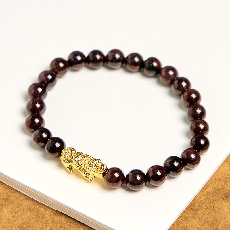 Fortune Jewel Natural Garnet Beads PiXiu Protection Bracelet