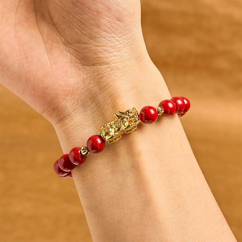 Fortune Jewel Cinnabar PiXiu Calm Blessing Bracelet