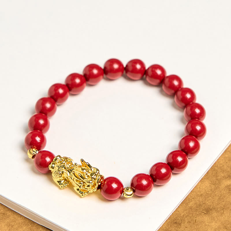 Fortune Jewel Cinnabar PiXiu Calm Blessing Bracelet