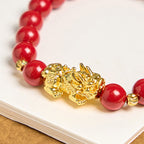 Fortune Jewel Cinnabar PiXiu Calm Blessing Bracelet
