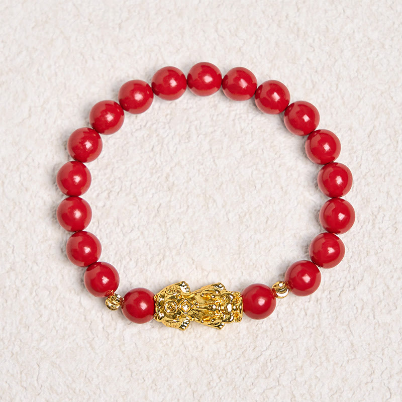 Fortune Jewel Cinnabar PiXiu Calm Blessing Bracelet