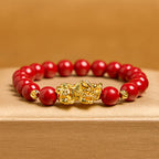Fortune Jewel Cinnabar PiXiu Calm Blessing Bracelet