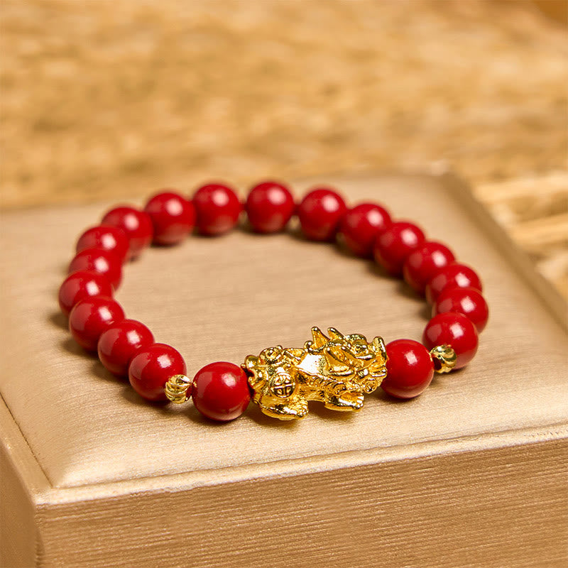 Fortune Jewel Cinnabar PiXiu Calm Blessing Bracelet