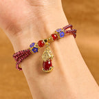 Fortune Jewel Natural 3mm Garnet Beads PiXiu Flower Purification Multilayer Bracelet