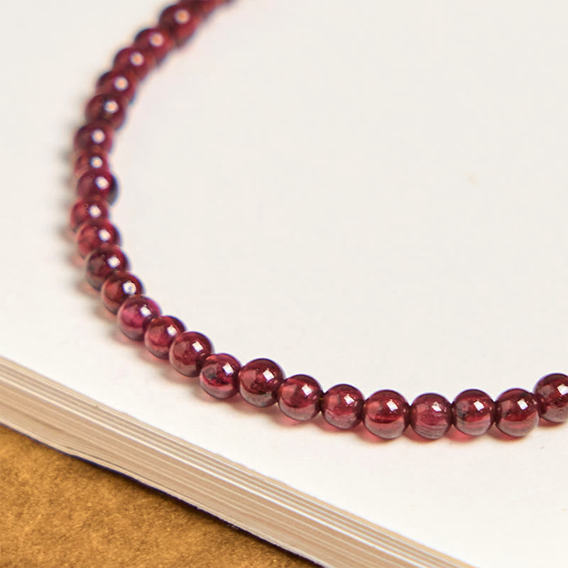 Fortune Jewel Natural 3mm Garnet Beads PiXiu Flower Purification Multilayer Bracelet