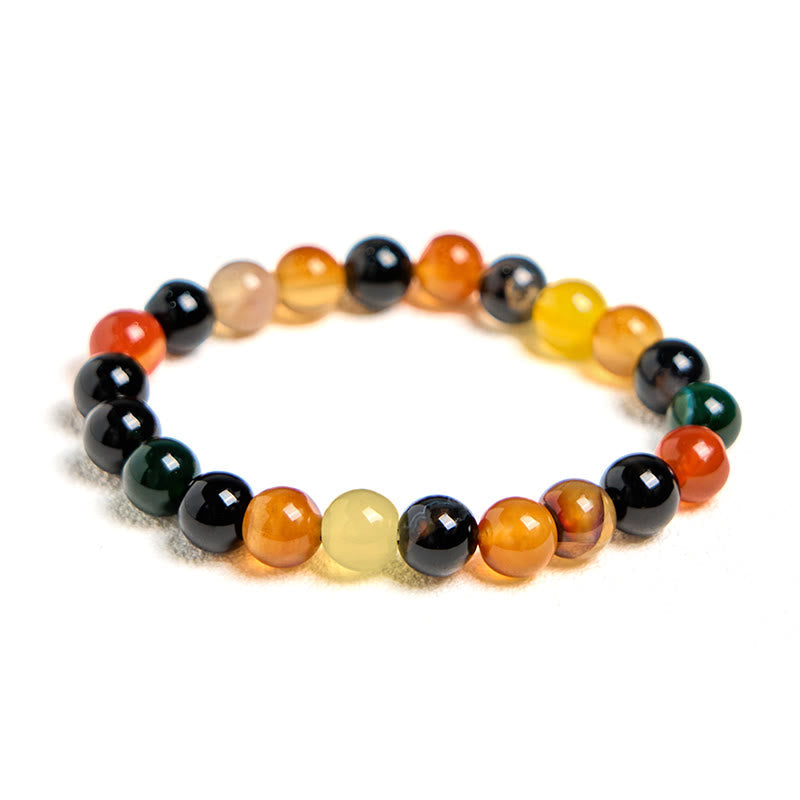 Fortune Jewel Natural Colorful Chalcedony Agate Harmony Bracelet