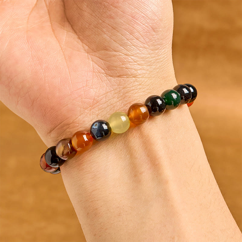 Fortune Jewel Natural Colorful Chalcedony Agate Harmony Bracelet