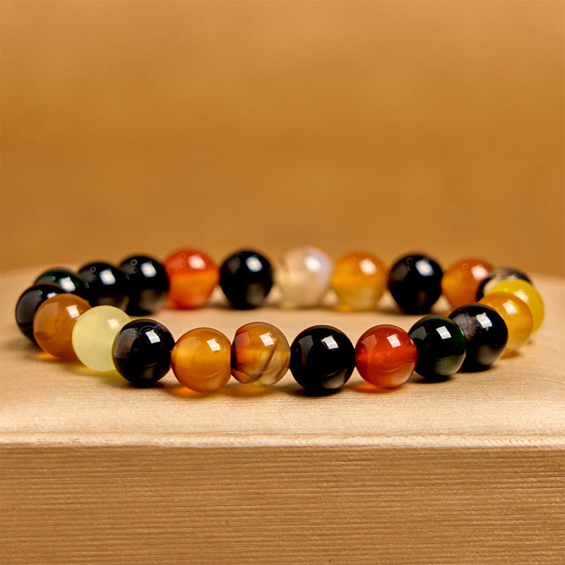 Fortune Jewel Natural Colorful Chalcedony Agate Harmony Bracelet