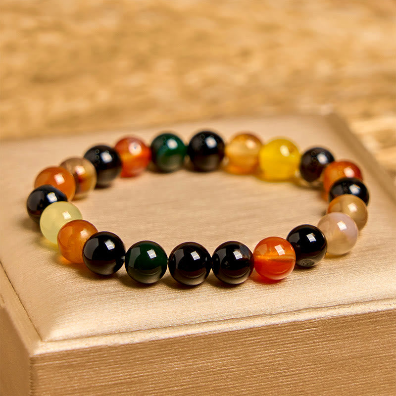Fortune Jewel Natural Colorful Chalcedony Agate Harmony Bracelet
