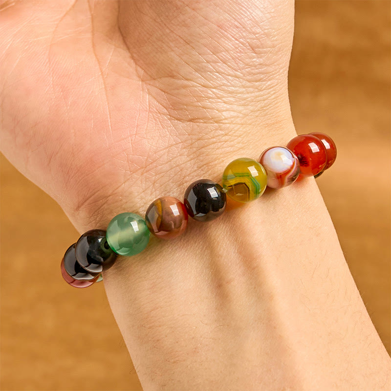 Fortune Jewel Natural Colorful Chalcedony Agate Harmony Bracelet