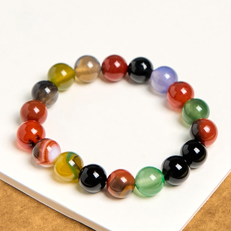 Fortune Jewel Natural Colorful Chalcedony Agate Harmony Bracelet