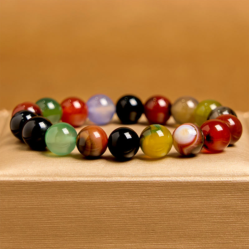 Fortune Jewel Natural Colorful Chalcedony Agate Harmony Bracelet