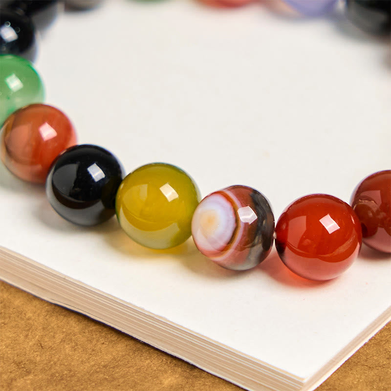 Fortune Jewel Natural Colorful Chalcedony Agate Harmony Bracelet