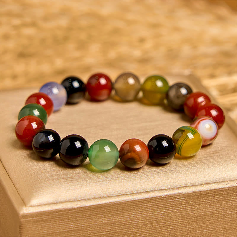 Fortune Jewel Natural Colorful Chalcedony Agate Harmony Bracelet