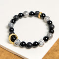 Fortune Jewel Lava Rock Black Onyx Picasso Jasper Healing Bracelet