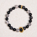 Fortune Jewel Lava Rock Black Onyx Picasso Jasper Healing Bracelet