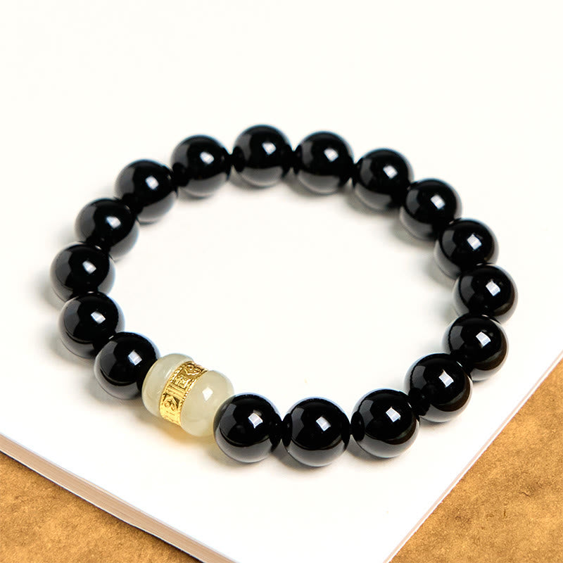 Fortune Jewel Natural Black Onyx Jade Support Bracelet