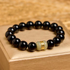 Fortune Jewel Natural Black Onyx Jade Support Bracelet