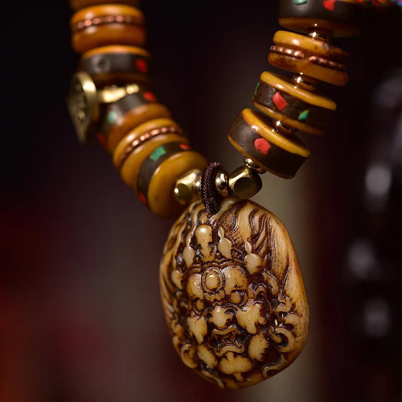 Fortune Jewel Tibetan Camel Bone Dice Tassel Protection Bracelet
