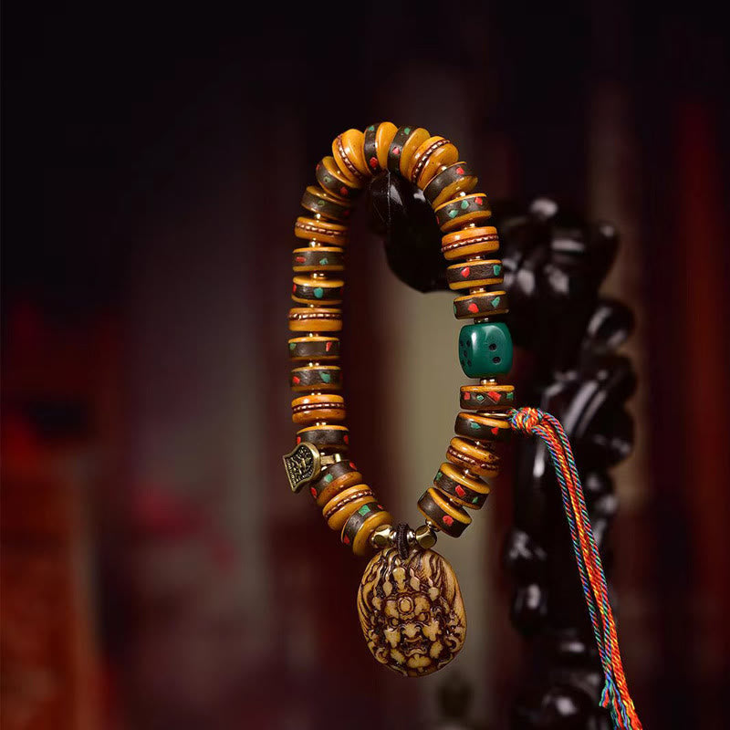 Fortune Jewel Tibetan Camel Bone Dice Tassel Protection Bracelet