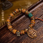 Fortune Jewel Tibetan Camel Bone Dice Tassel Protection Bracelet