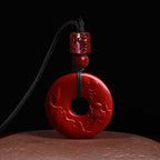 Fortune Jewel Natural Cinnabar Lotus Peace Buckle Blessing Necklace String Pendant
