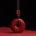 Fortune Jewel Natural Cinnabar Lotus Peace Buckle Blessing Necklace String Pendant