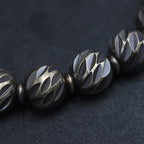 Fortune Jewel Vintage Distressed Knife Carving Pattern Copper Brass Beads Wealth Bracelet