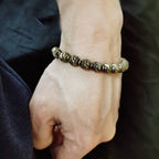 Fortune Jewel Vintage Distressed Knife Carving Pattern Copper Brass Beads Wealth Bracelet