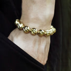 Fortune Jewel Vintage Distressed Knife Carving Pattern Copper Brass Beads Wealth Bracelet