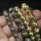 Fortune Jewel Vintage Distressed Knife Carving Pattern Copper Brass Beads Wealth Bracelet