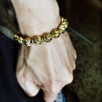 Fortune Jewel Vintage Distressed Knife Carving Pattern Copper Brass Beads Wealth Bracelet