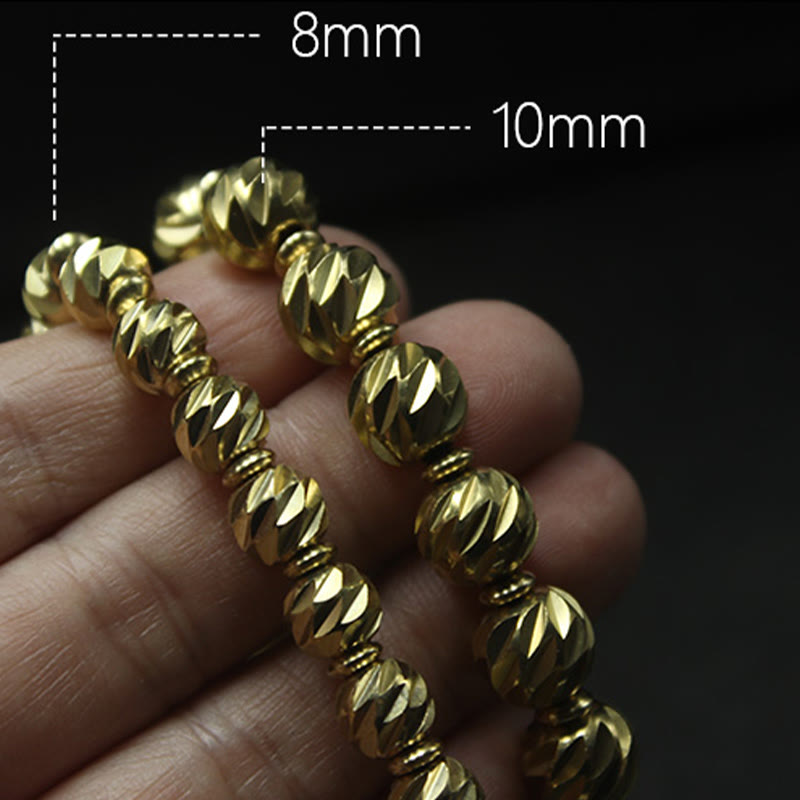 Fortune Jewel Vintage Distressed Knife Carving Pattern Copper Brass Beads Wealth Bracelet