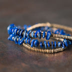 Fortune Jewel Irregular Shape Triple Wrap Lazurite Balance Bracelet